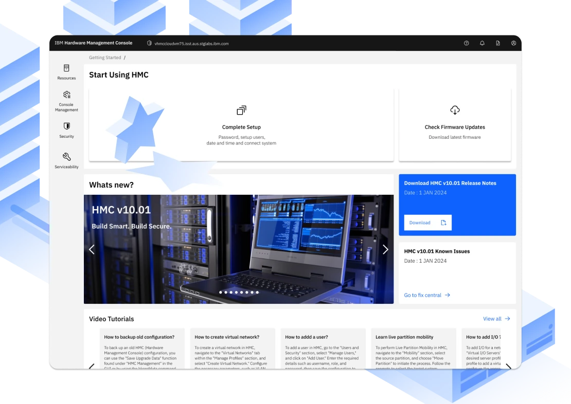 IBM Hardware Management Console — the redesigned setup